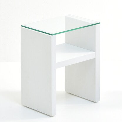 Glass top night table (WH)