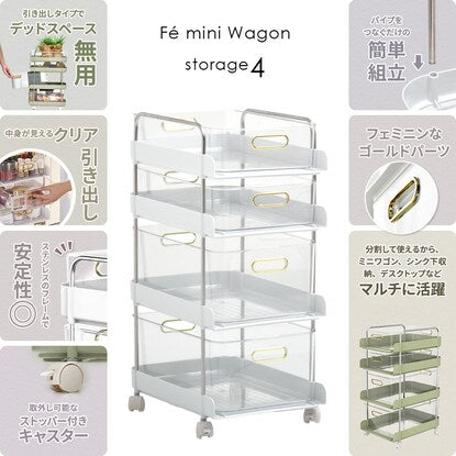 Slim wagon (4 shelves, green)