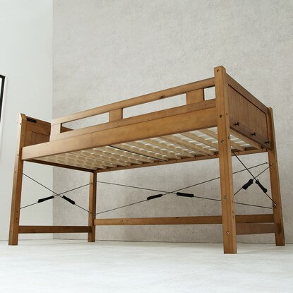 Heavy-duty loft bed with shelf, low type (height 122cm LBR)