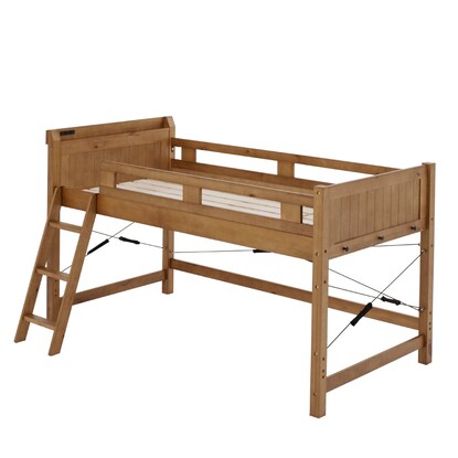 Heavy-duty loft bed with shelf, low type (height 122cm LBR)