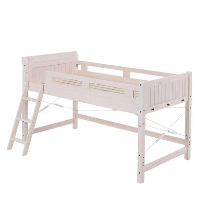 Heavy-duty loft bed with shelf, low type (height 122cm WW)