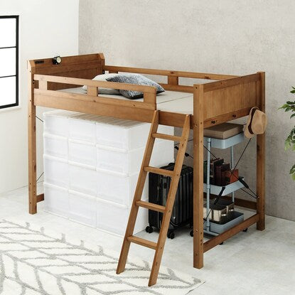 Heavy-duty loft bed with shelf, middle type (height 159cm LBR)