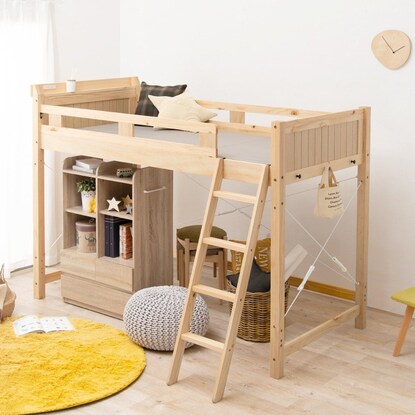 Heavy-duty loft bed with shelf, middle type (height 159cm NA)