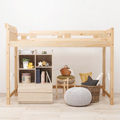 Heavy-duty loft bed with shelf, middle type (height 159cm NA)