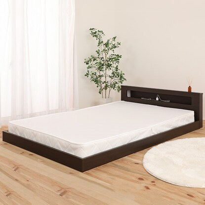 Semi-double floor bed frame with shelf, lighting and power outlet (KWNJ ME BR)