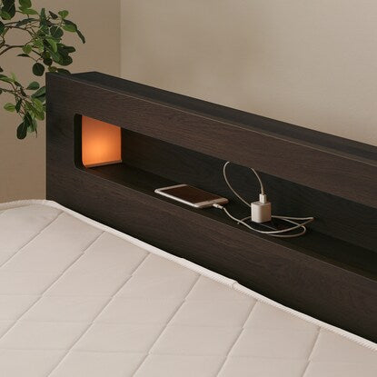 Semi-double floor bed frame with shelf, lighting and power outlet (KWNJ ME BR)