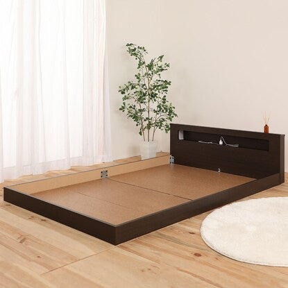 Semi-double floor bed frame with shelf, lighting and power outlet (KWNJ ME BR)