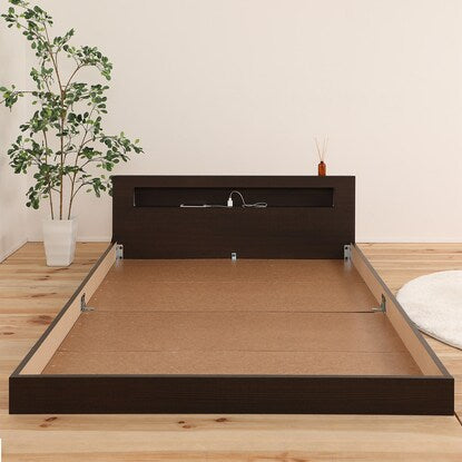 Semi-double floor bed frame with shelf, lighting and power outlet (KWNJ ME BR)