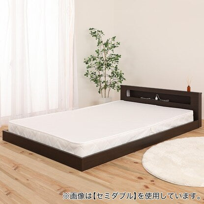 Floor bed frame with double shelf, lighting and power outlet (KWNJ ME BR)