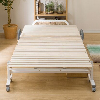 Single folding paulownia wood slat pipe bed (BLNC)