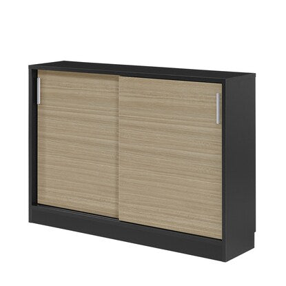 A slim cabinet with beautiful wood grain pattern and sliding doors (width 120 x height 85 cm NGY)