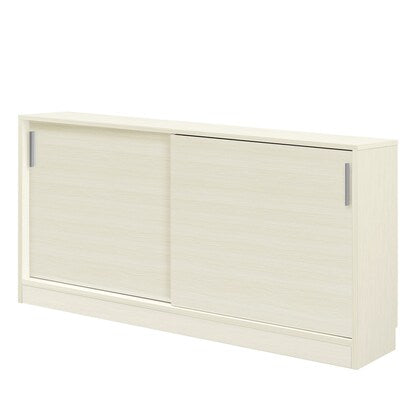 A slim cabinet with beautiful wood grain pattern and sliding doors (width 150 x height 70 cm, gloss finish WW)