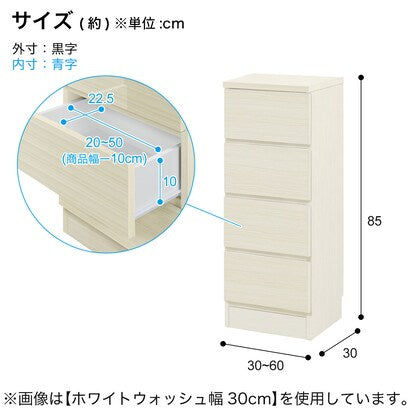 A thin square cabinet with a beautiful wood grain pattern and drawers (48cm wide, gloss finish, WW)