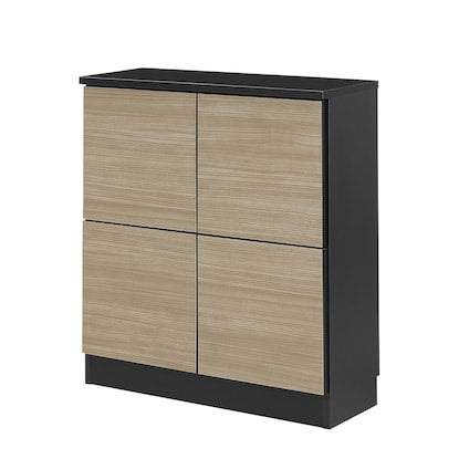 A thin square cabinet with beautiful wood grain pattern and two rows of doors (75cm wide, NGY)