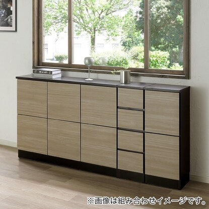 A thin square cabinet with a beautiful wood grain pattern and drawers (36cm wide, NGY)