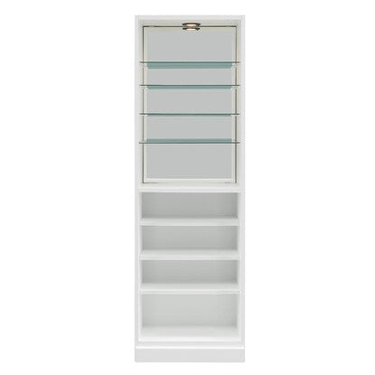 Illuminated wardrobe with glass shelves (57.5cm wide, white)