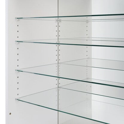 Illuminated wardrobe with glass shelves (57.5cm wide, white)