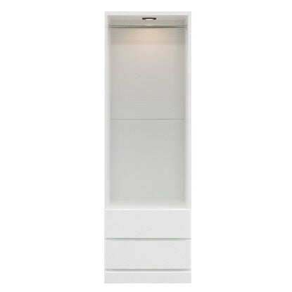 Illuminated wardrobe with hangers and 2 drawers (width 57.5cm WH)