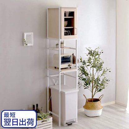 Natural-style trash can rack, space-saving type (WW)