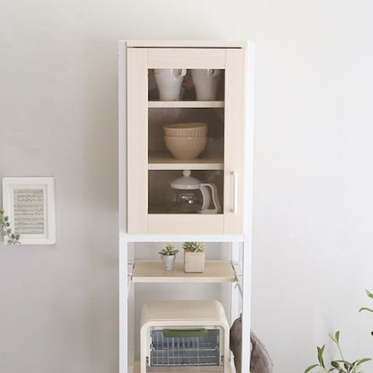 Natural-style trash can rack, space-saving type (WW)