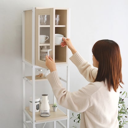 Natural-style trash can rack, space-saving type (WW)