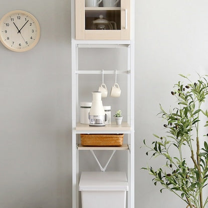 Natural-style trash can rack, space-saving type (WW)