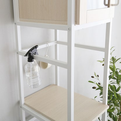 Natural-style trash can rack, space-saving type (WW)