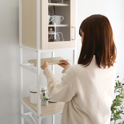 Natural-style trash can rack, space-saving type (WW)