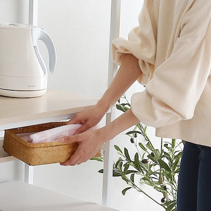 Natural-style trash can rack, space-saving type (WW)