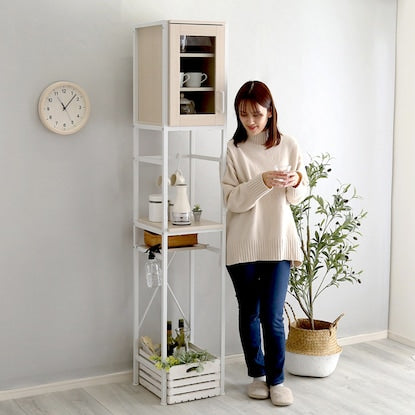 Natural-style trash can rack, space-saving type (WW)