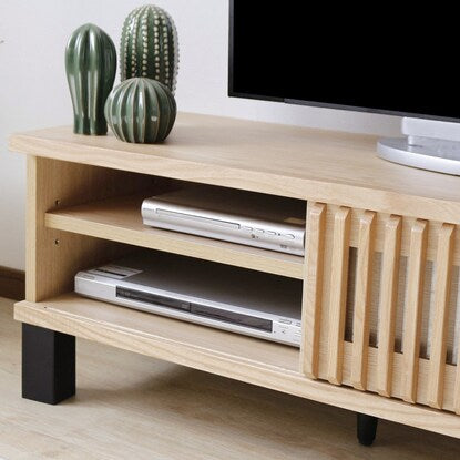 A TV stand featuring natural wood decorations (150cm wide, NA)