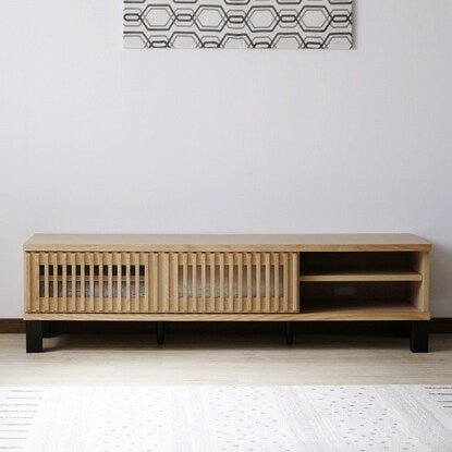 A TV stand featuring natural wood decorations (150cm wide, NA)