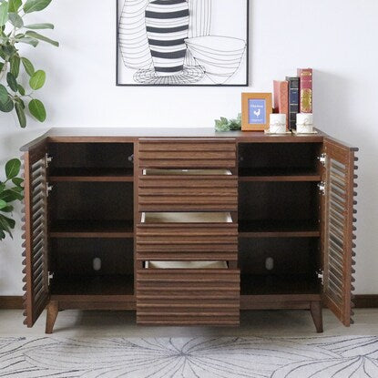 Sideboard (120 WAL) with attractive natural wood decorations