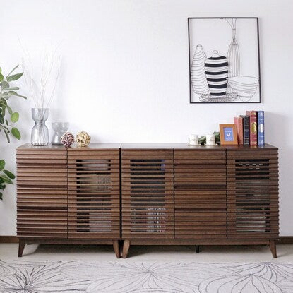 Sideboard (120 WAL) with attractive natural wood decorations