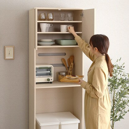 A refreshing wooden trash can rack (slim type WOK)