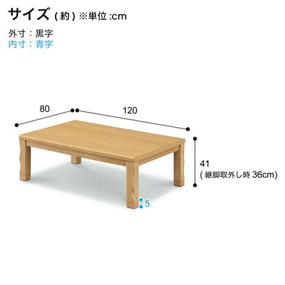 継脚付きこたつ（タクミ120 NA）