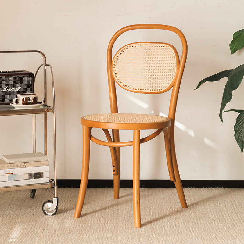 Rattan style round wood dining chair