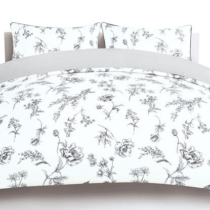 Semi-double duvet cover (floral line art pattern, white, SD)