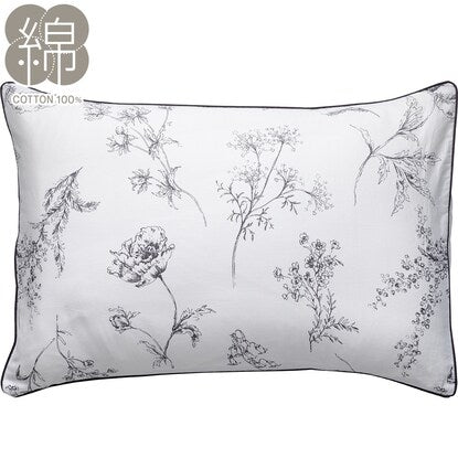 Pillow cover (white floral line art pattern)