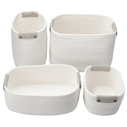 Hand-woven Cotton-Filled Basket, Horizontal Half, WH