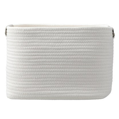 Hand-woven cotton basket, regular size, white