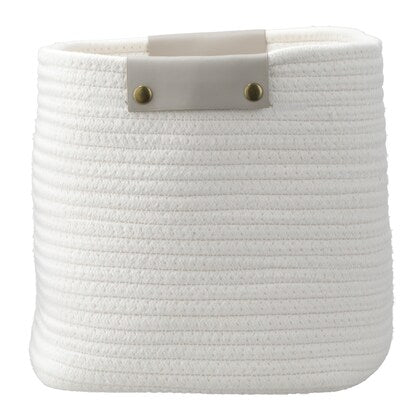 Hand-woven cotton basket, regular size, white