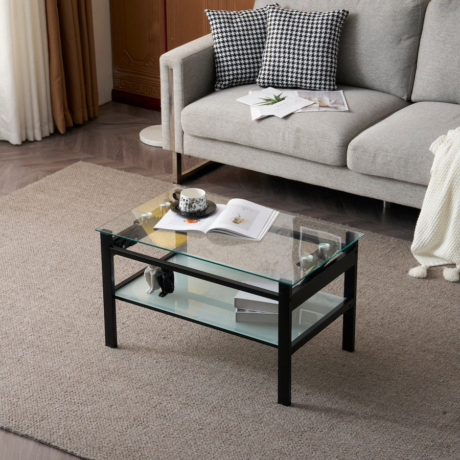 Lift-up glass low table