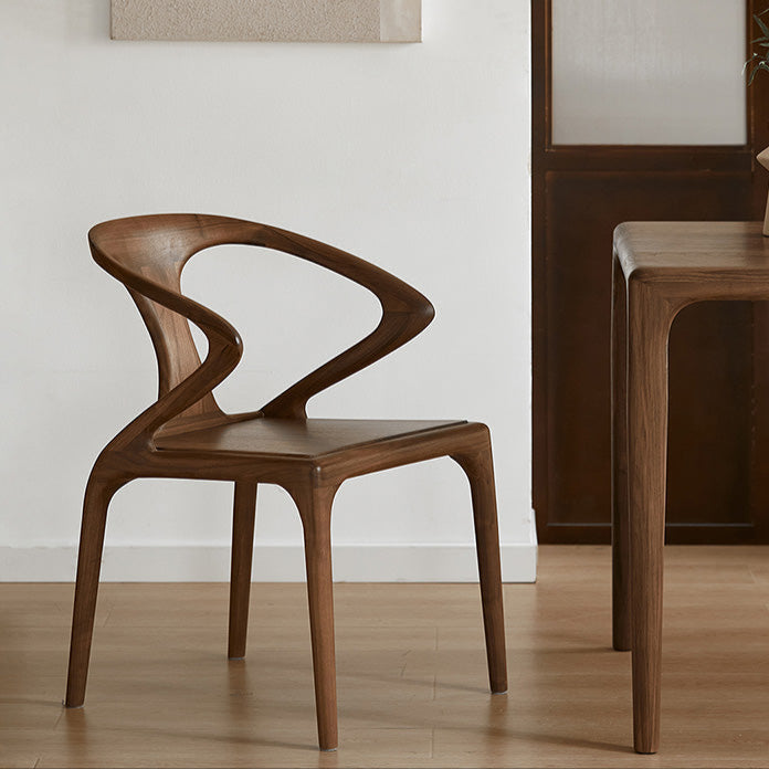 Walnut wood natural wood armchair