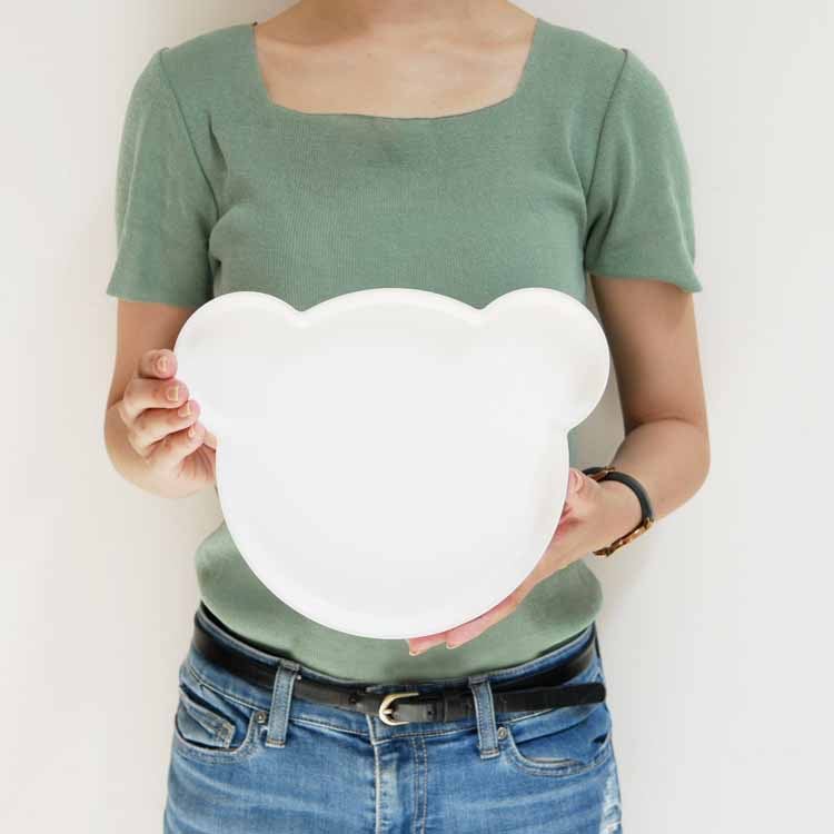 Kids Dish Plate Bear Gray