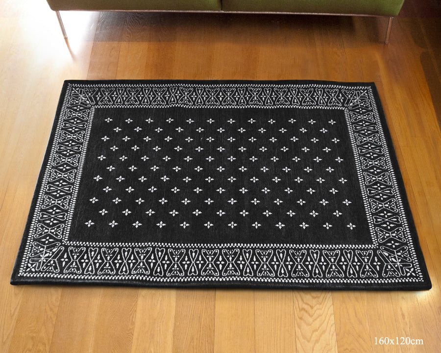 Cross Bandana Rug Black クロスバンダナラグ ブラック 200×140cm