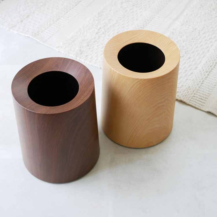 TUBELOR HOMME Round Dustbin in Oak Wood
