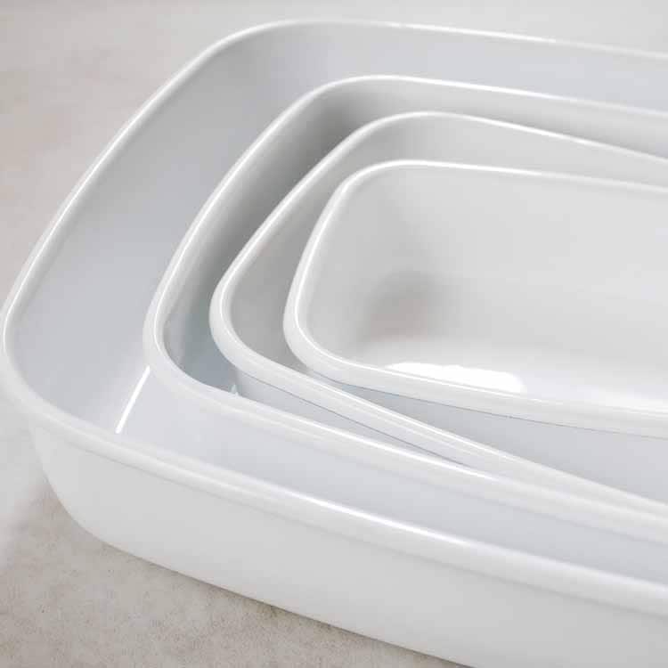 konte 浅型角容器 L リリーホワイト KE-L LW 富士琺瑯ハニーウェア コンテ (1.6L) HoneyWare