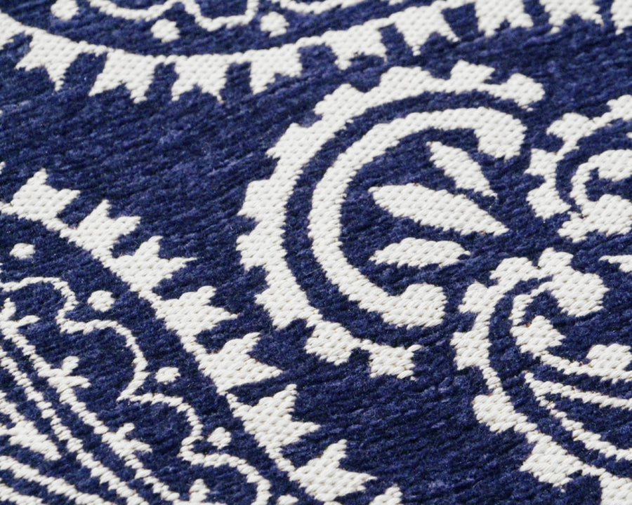 Paisley Bandana Rug Navy 160×160cm