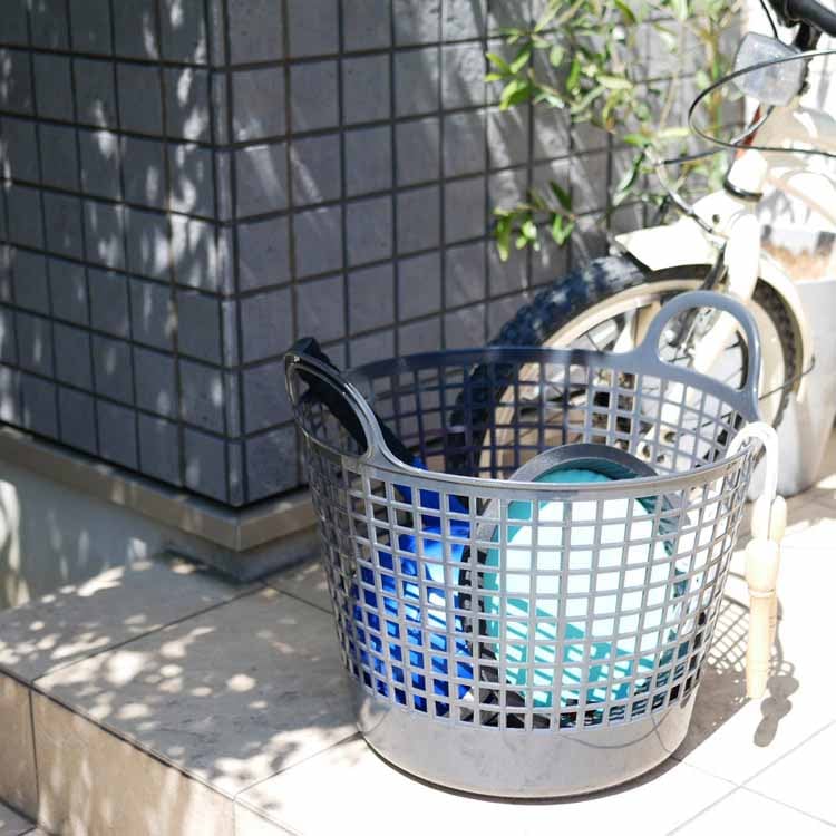 ラウンドバスケット グレー